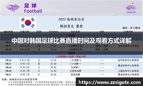 中国对韩国足球比赛直播时间及观看方式详解
